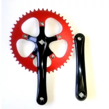 fsa egylánckerekes aluminium hajtómű, 170mm, 48T, fekete-piros